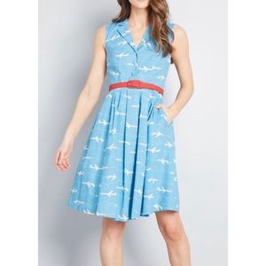 ModCloth Airplane Dress retro vintage style NWOT size 4 100% cotton